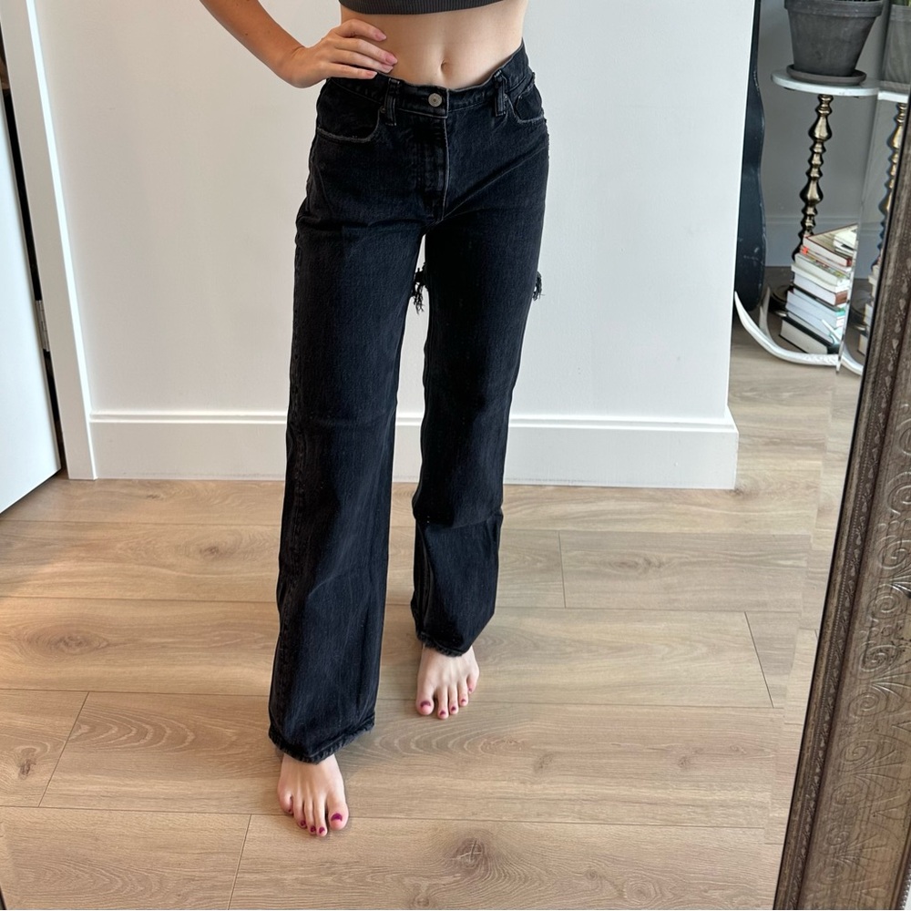 Abercrombie Black 90’s Relaxed straight Jean High Rise 00 short or 24 short
